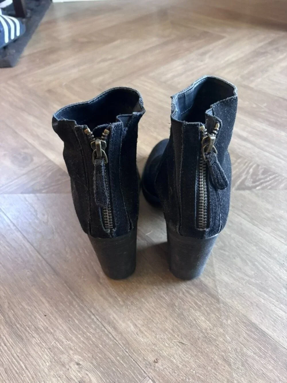 Black Cow Hide Ankle High Heel Booties